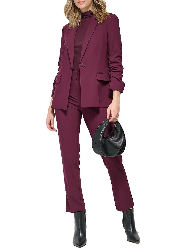 Womens Office Collared One-Button Blazer