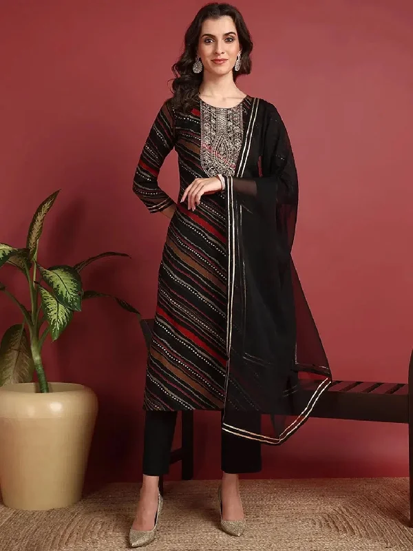 Ahika Viscose Solid Black Indian Ethnic