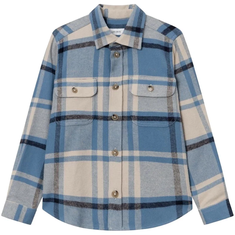 Les Deux Kids Washed Denim Blue/Light Desert Sand Joseph Check Overshirt