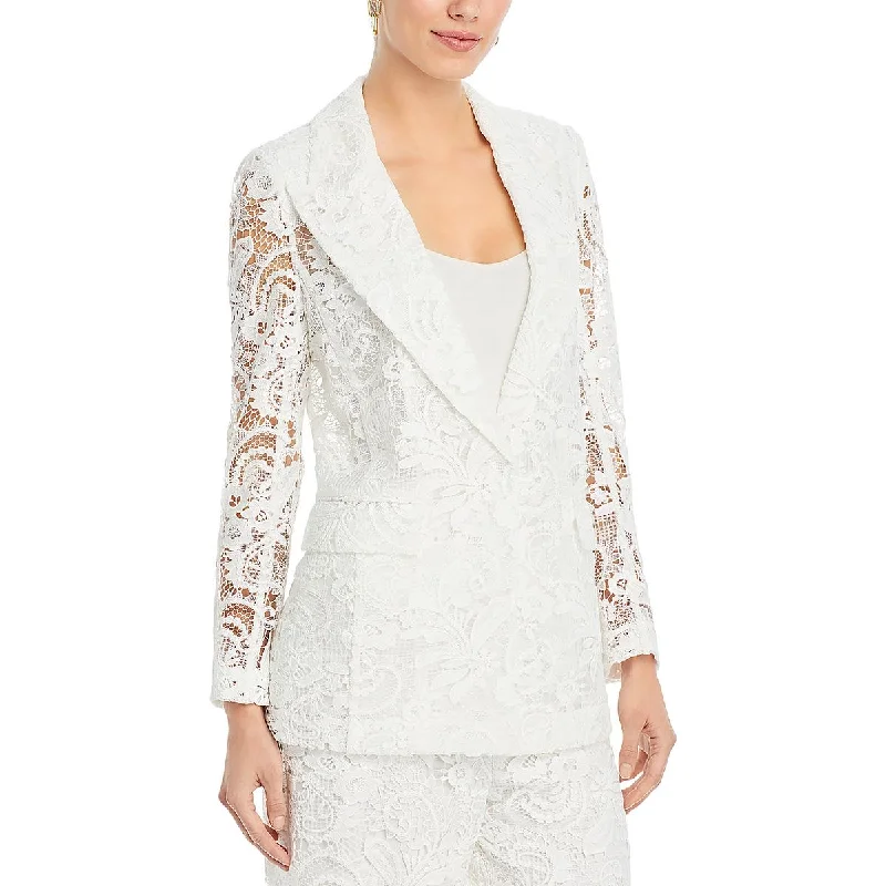 Womens Lace Long Sleeve One-Button Blazer