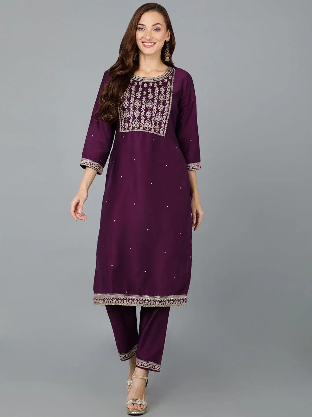 Ahika Women Silk Blend Yoke Design Kurta-VKSET1400A_XS