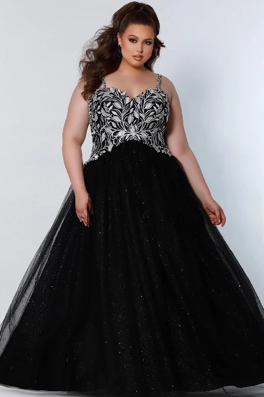 Sydneys Closet SC7329 Long Plus Size Ball Gown Glitter Prom Dress