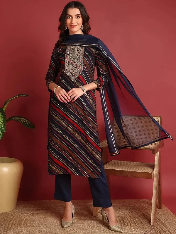 Ahika Viscose Solid Blue Indian Ethnic