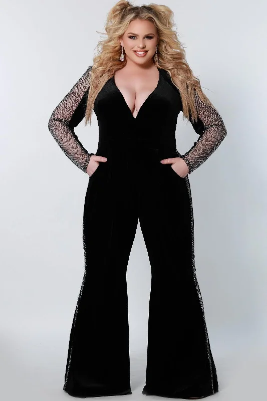 Sydneys Closet JK2207 Long Formal Stretch Velvet Jumpsuit