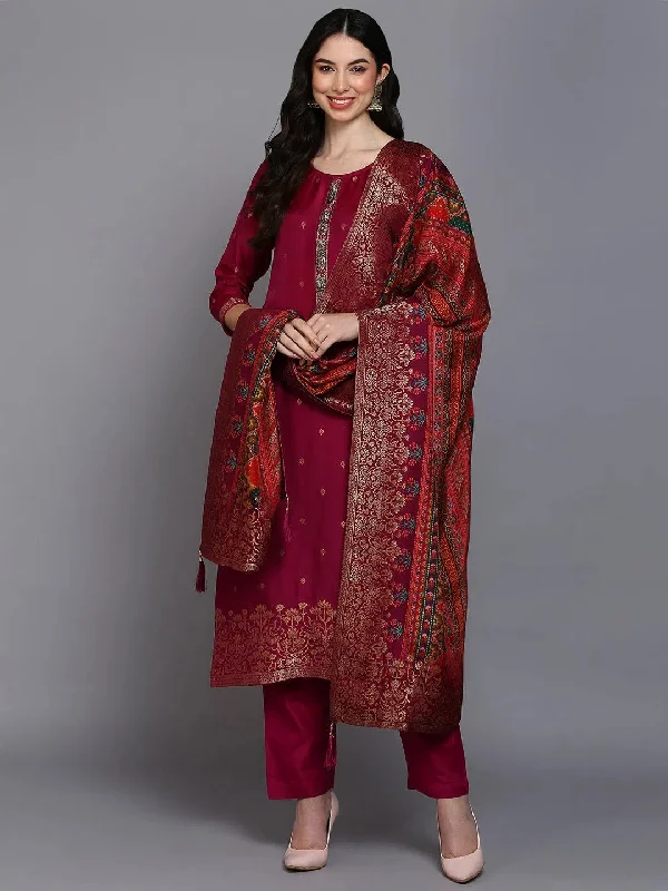 Viscose Rayon Purple Embroidered Straight Kurta Pant