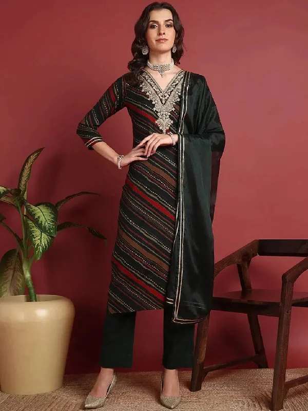 Ahika Viscose Solid Green Indian Ethnic