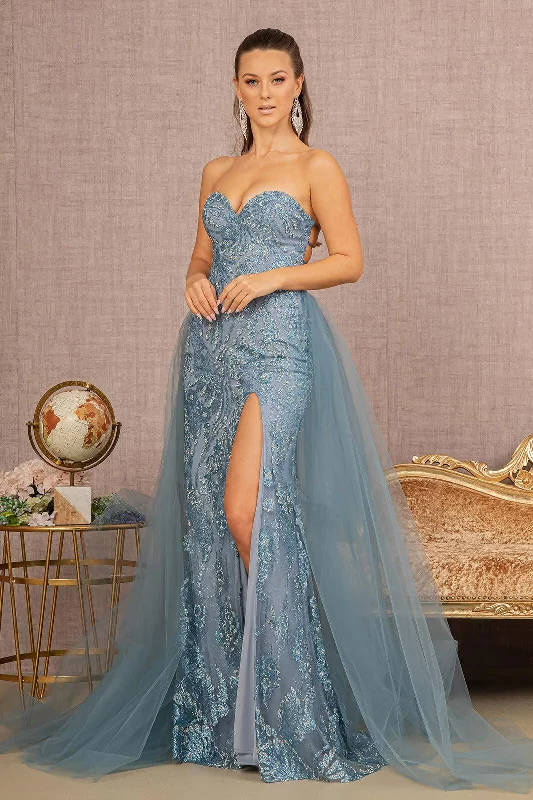 Prom Long Strapless Glitter Dress