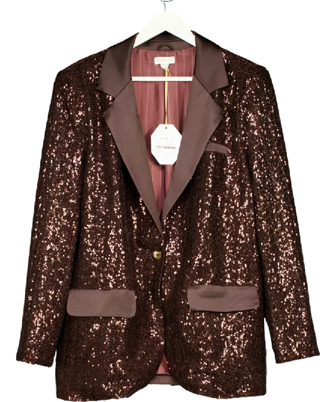 Brown Monsoon X Sarah Corbett-winder Satin Sequin Blazer Bronze UK 22