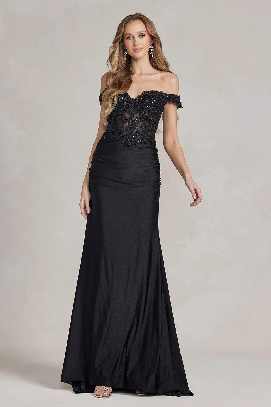 Nox Anabel E1184 Long Off Shoulder Prom Dress