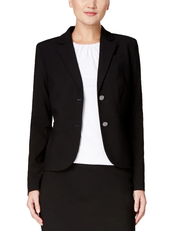 Womens Solid Long Sleeves Two-Button Blazer