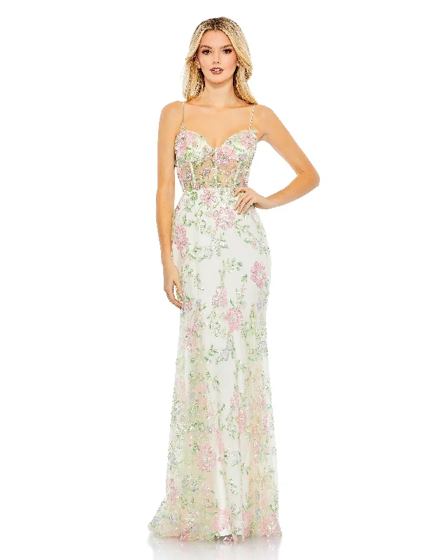 Mac Duggal 68180 Long Floral Fitted Prom Gown