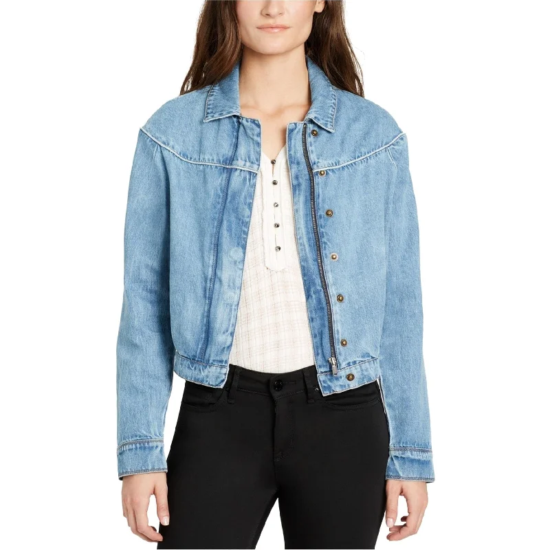 William Rast Womens Western Denim Jacket, Blue, Small