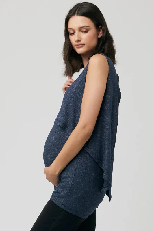 Swing Back Maternity Nursing Top Denim Marle