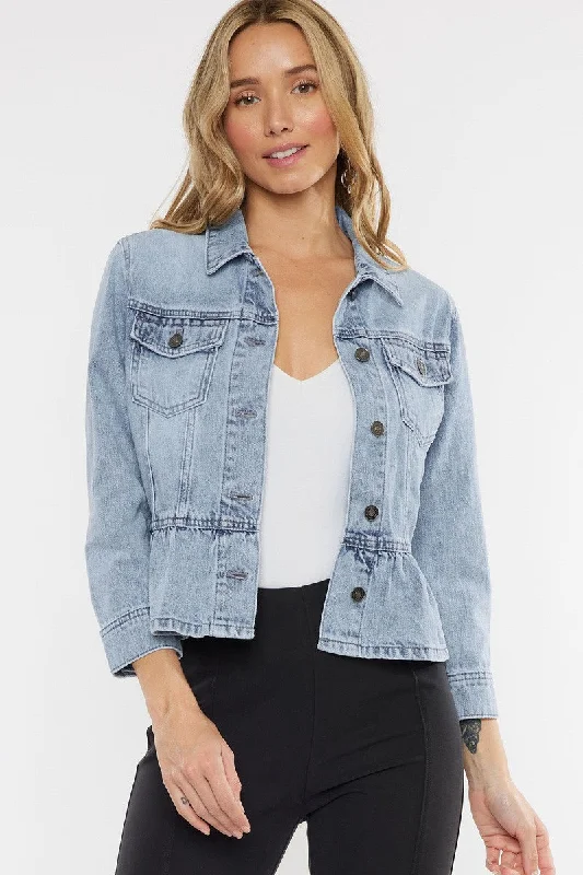 Women's Classic Fit Peplum Denim Jacket