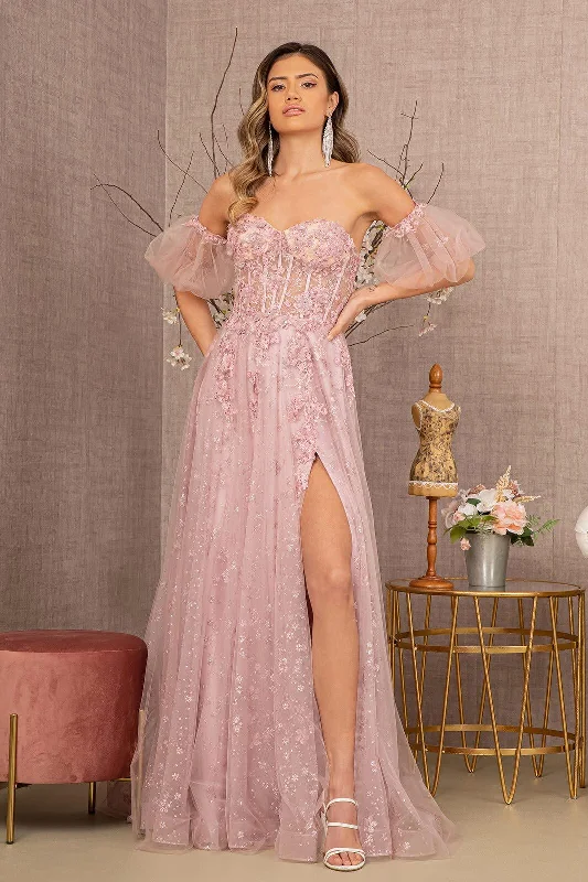 Long Strapless A Line Prom Gown