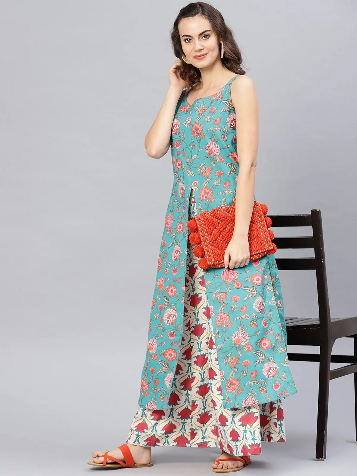 Printed Sleeveless Kurta With Palazzo