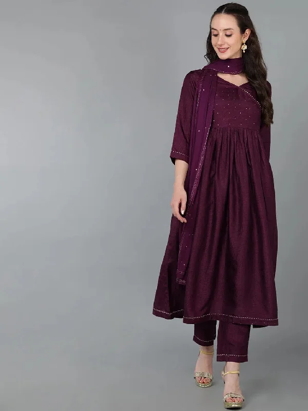 Ahika Women Silk Blend Solid Kurta Trouser-PKSKD1650_XS