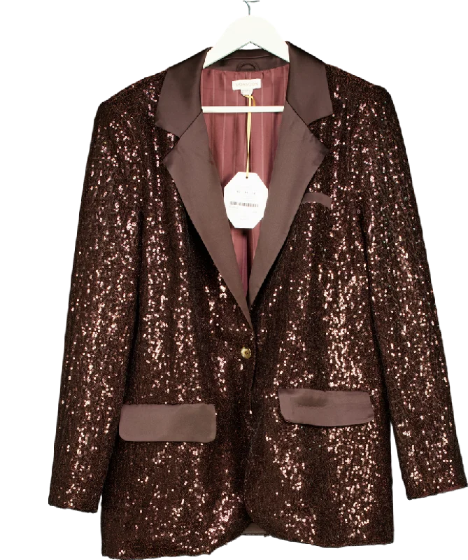 Brown Monsoon X Sarah Corbett-winder Satin Sequin Blazer Bronze UK 16