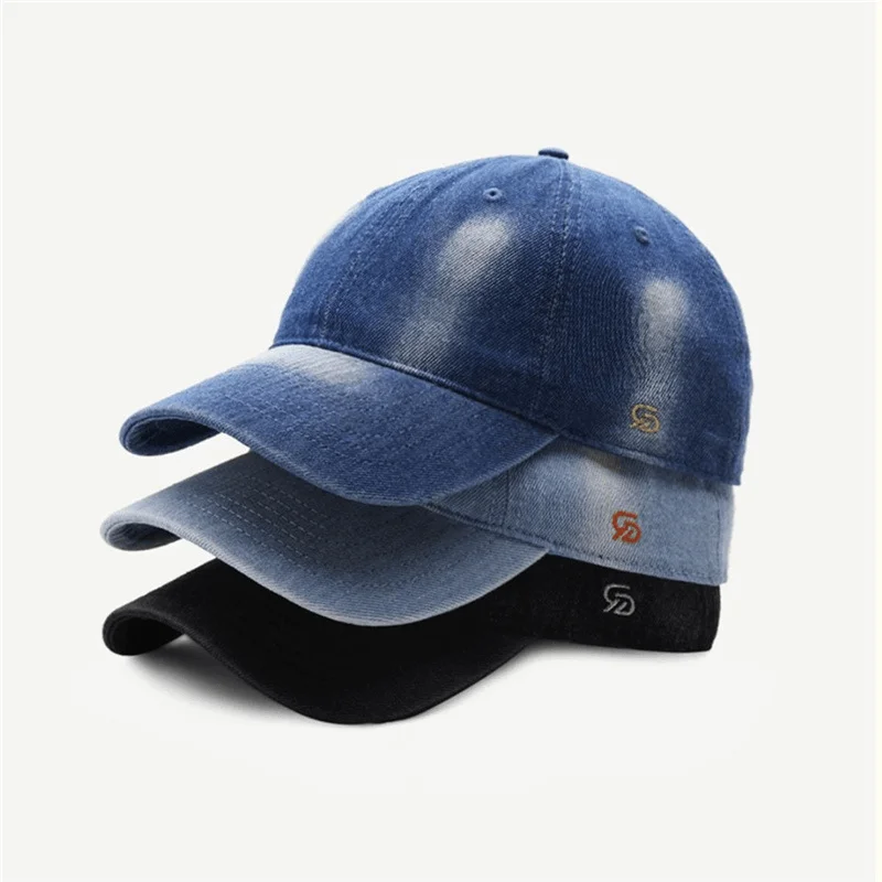 Simple Solid Color Washed Denim Baseball Cap