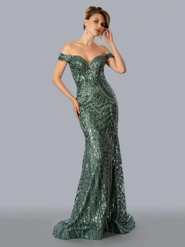 Stella Couture 23316  Long Off Shoulder Evening Dress