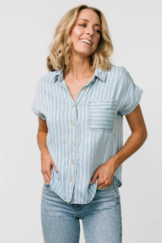 Berkley Striped Top | Denim Blue