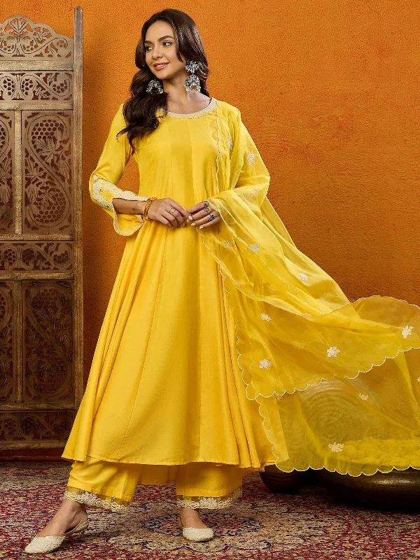 Ahika Cotton Solid Yellow Indian Ethnic-PKSKD2456_S