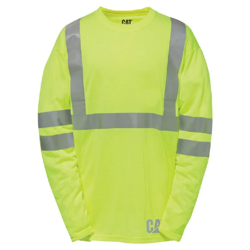 'Caterpillar' Men's Hi Vis Long Sleeve Tee - Hi Vis Yellow