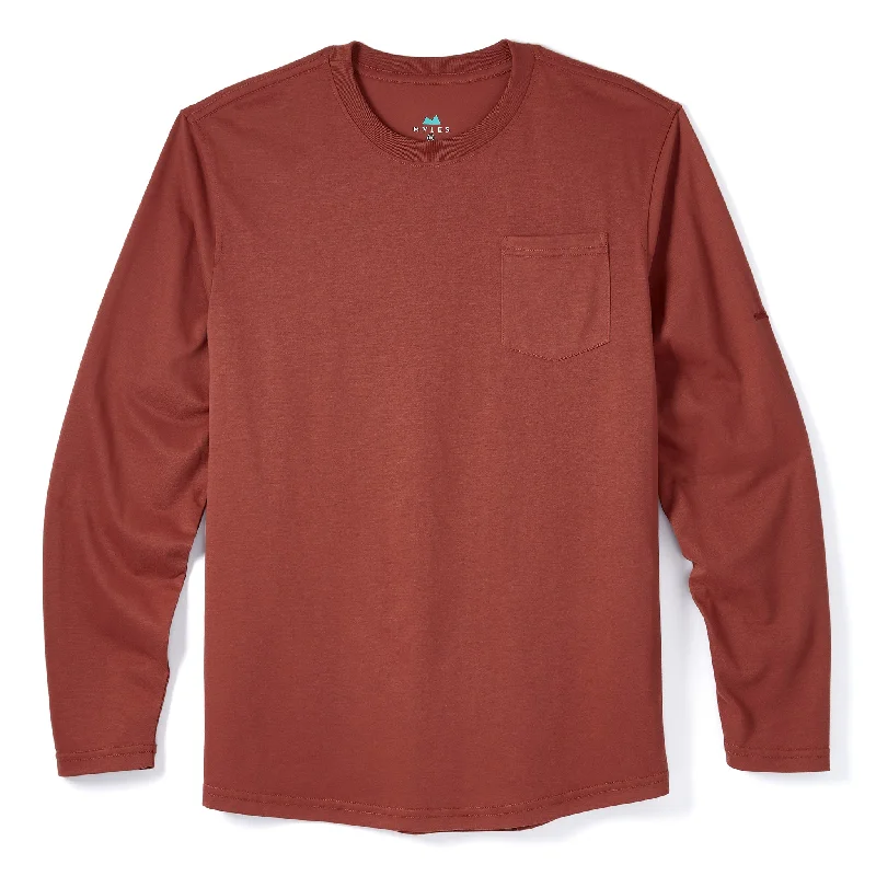 Everyday Long Sleeve Tee with Pocket in Crimson