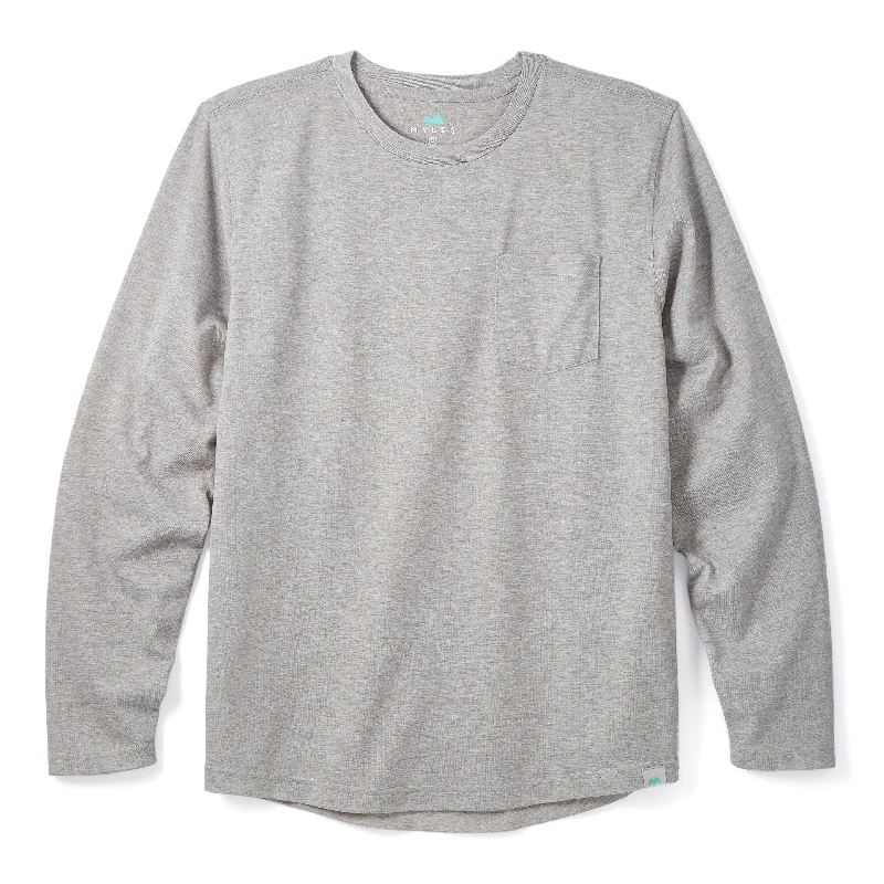 Everyday Long Sleeve Tee with Pocket in Heather Gray