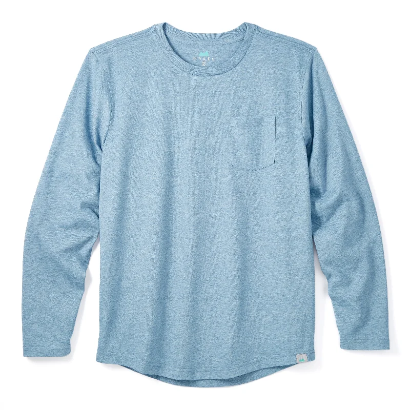 Everyday Long Sleeve Tee with Pocket in Heather Indigo