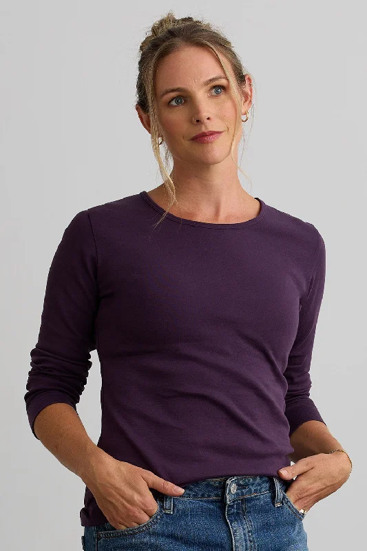 Women's Luxe 100% Organic Cotton Jewel Neck Long Sleeve Tee