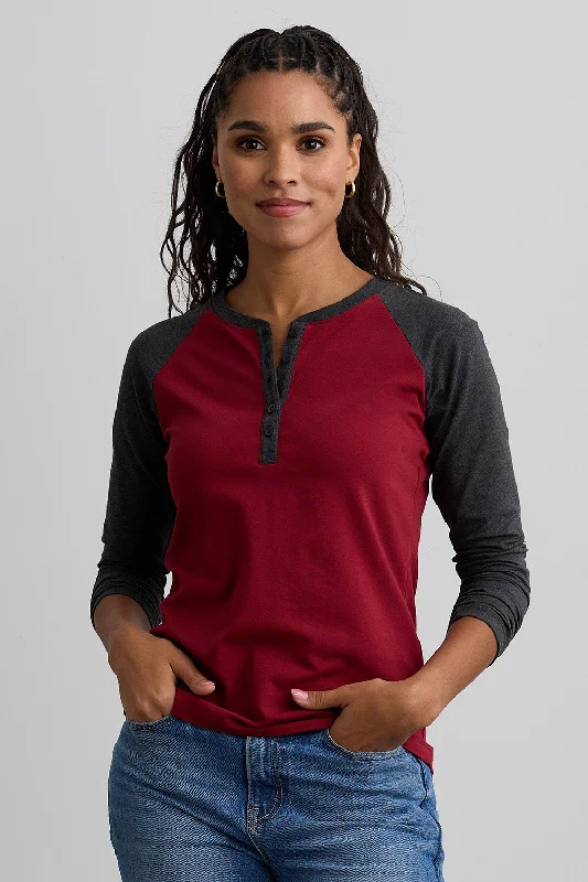 Women's Organic Long Sleeve Raglan Henley