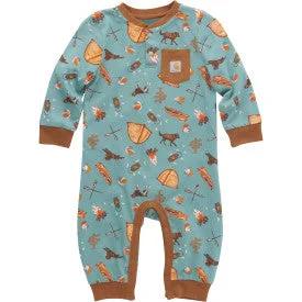 Infant Boys Long Sleeve Printed Coverall - Patina