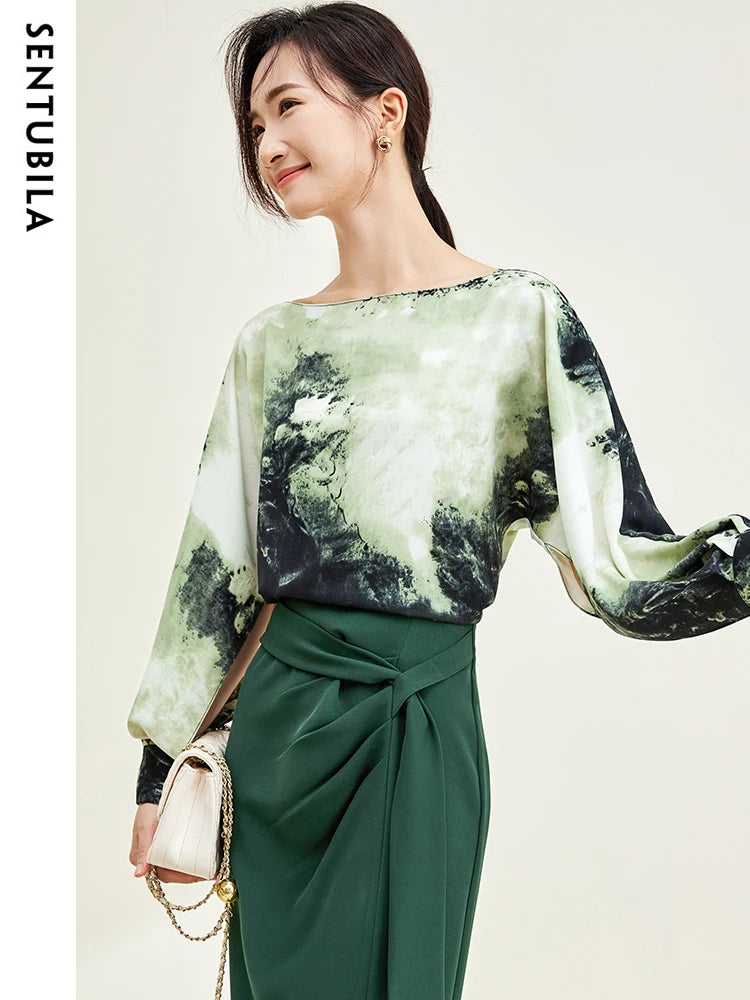 Lantern Long Sleeve Chiffon Blouse