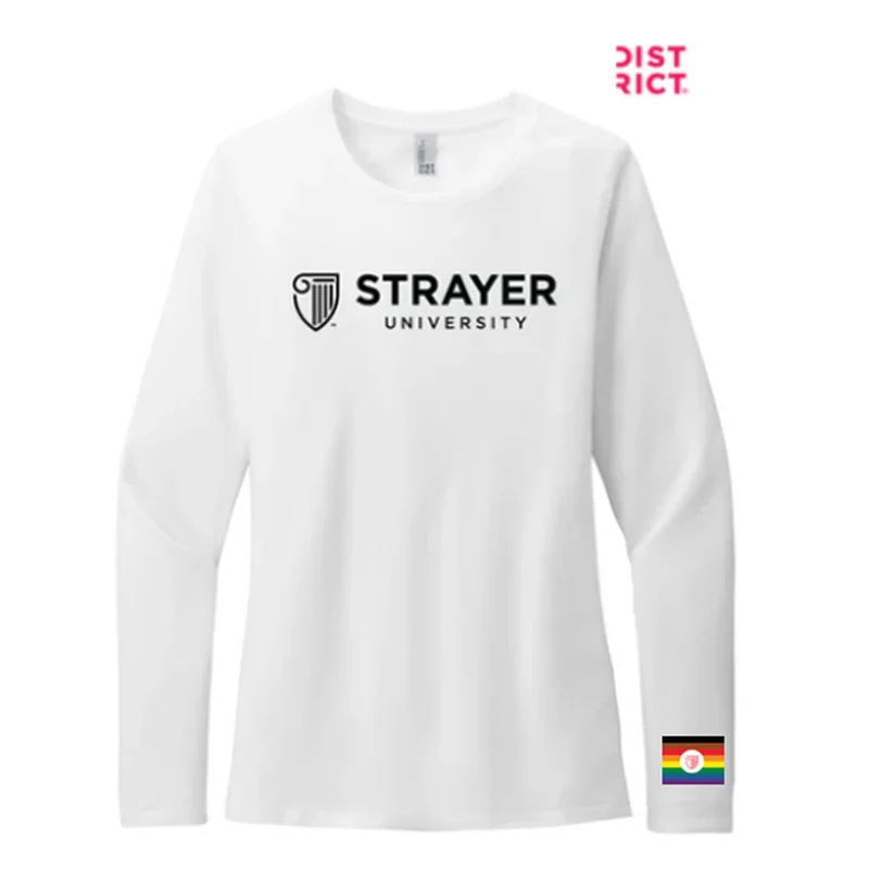 NEW STRAYER District® Women’s Perfect Blend® CVC Long Sleeve Tee - White (Copy)