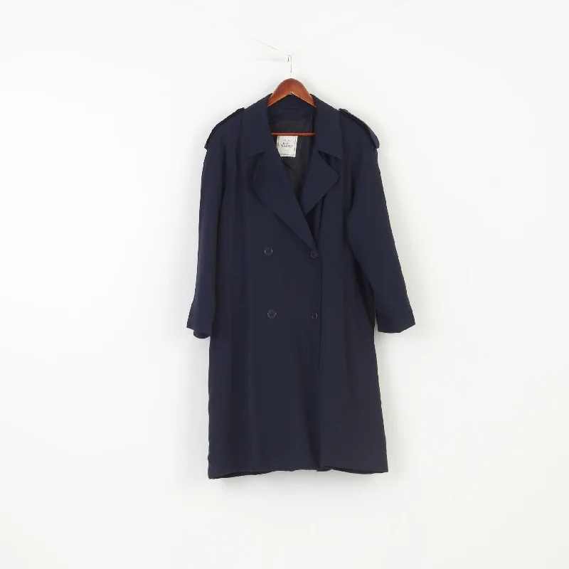 Mari Philippe Paris Women 16 42 XL Coat Navy Vintage Buttons Double Breasted Peacoat