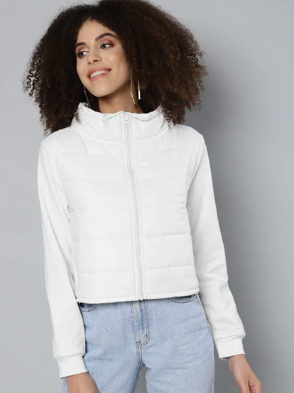 White Drawstring Puffer Jacket