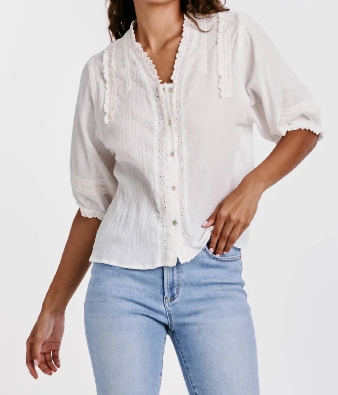 Aiya Lace Trim Shirt In White