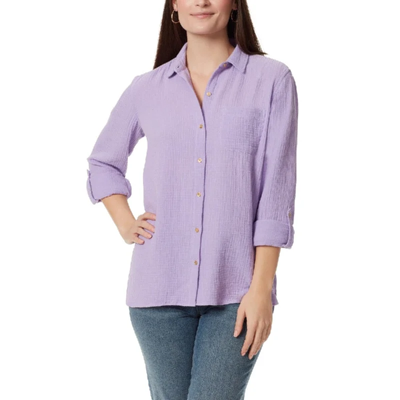 Anne Klein Women's Lucile Button Down Shirt Purple Size Medium