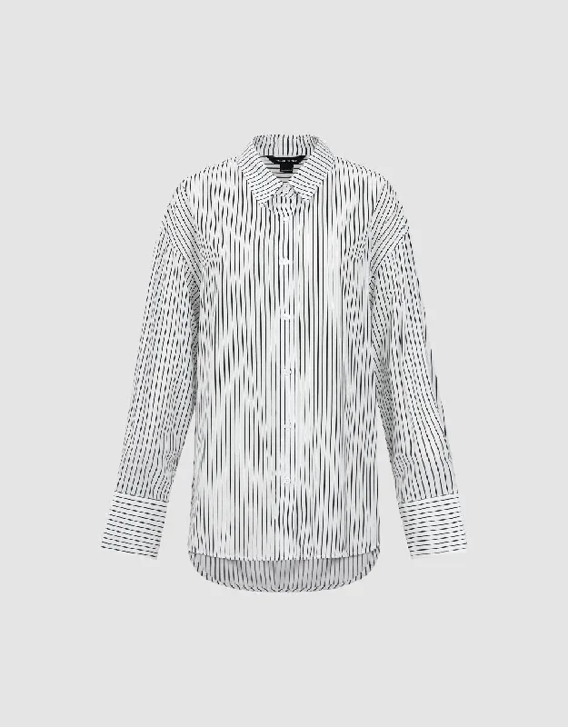 Button Up Striped Straight Shirt