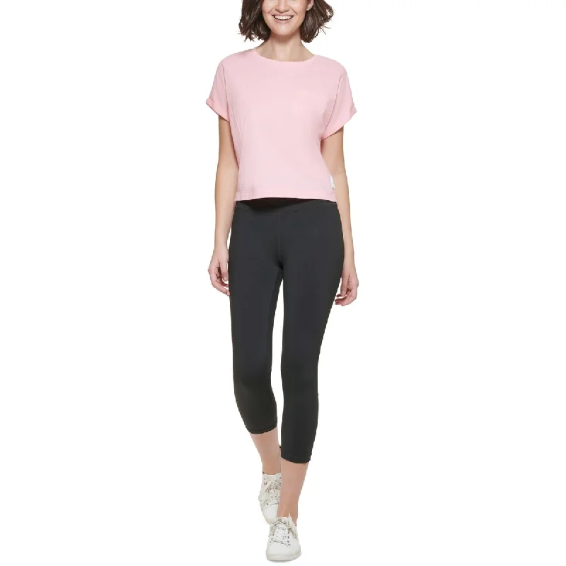 Calvin Klein Women's Bungee Hem Pocket Cotton T Shirt Pink