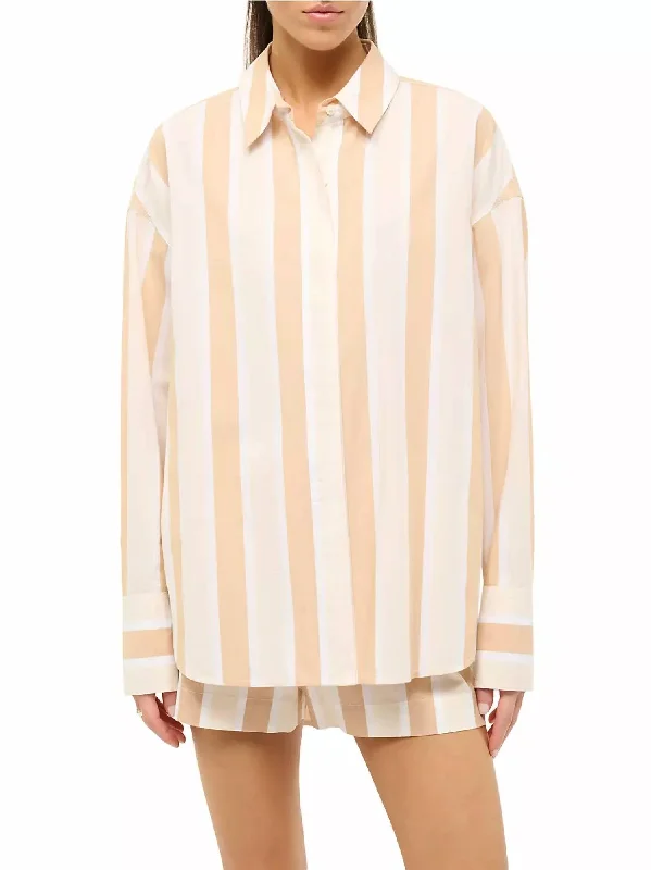 Colton Button Down Shirt In Sand Stripe