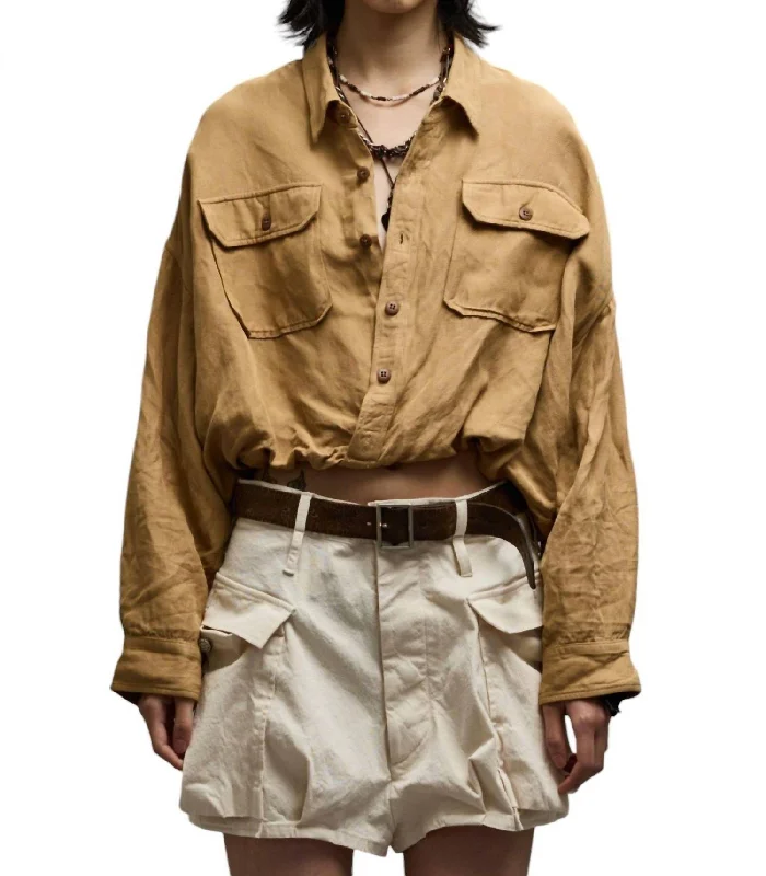 Crossover Utility Bubble Shirt In Khaki