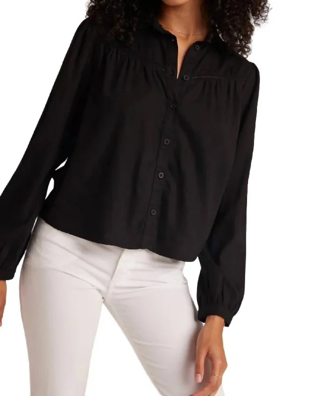 Ladder Trim Long Sleeve Shirt In Black