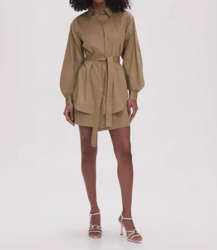 Louise Belted Shirt In Desert Khaki