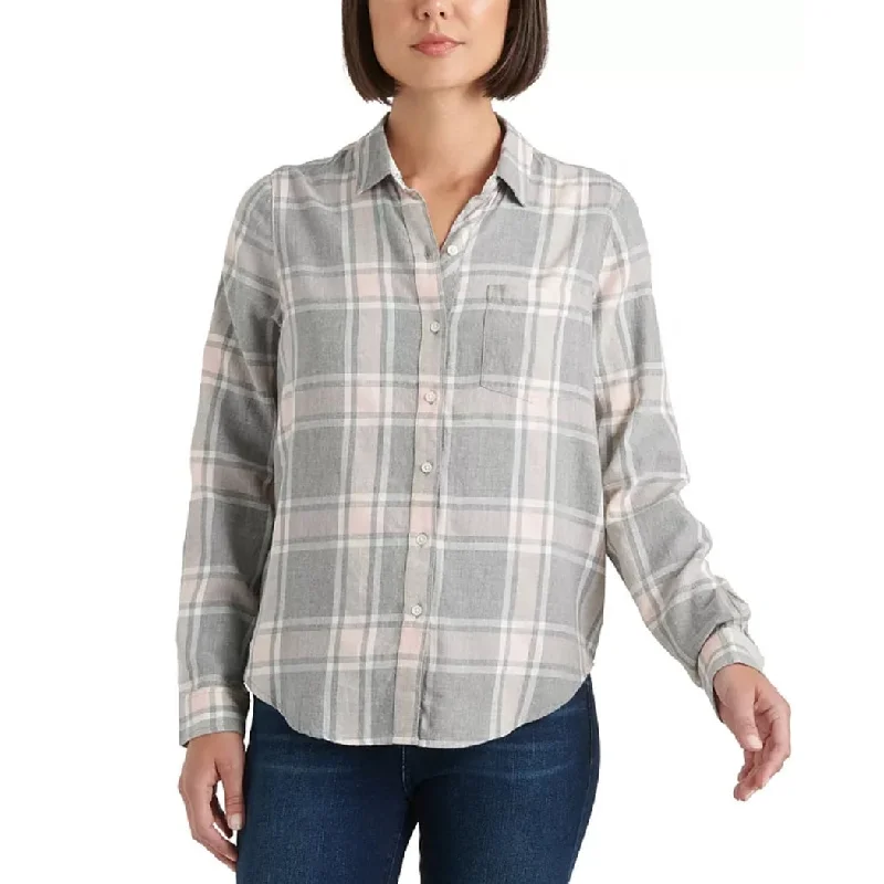 Lucky Brand Women's Classic Plaid Shirt Gray Size Medium