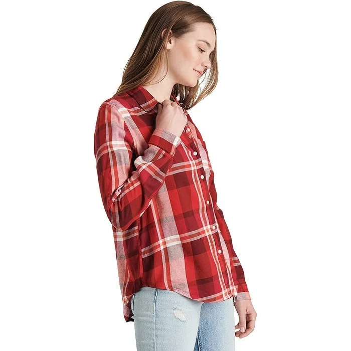 Lucky Brand Women's Plaid Shirt Orange Size X-Large