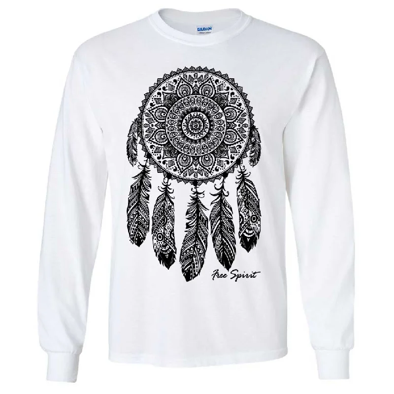 Native American Dreamcatcher Free Spirit Black Long Sleeve Shirt