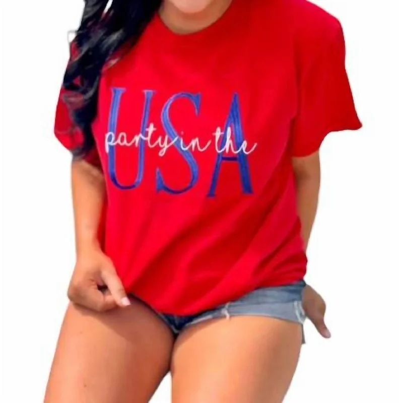 Party In The Usa Embroidered T- Shirt