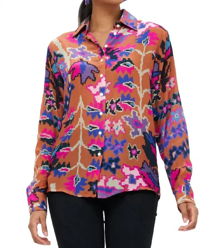 Patterned Button Down Shirt In Bukhara Toffee